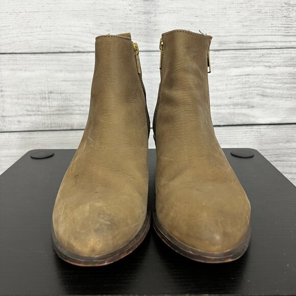 Steve Madden Brown Ankle Boots With Side Zippers & Wooden Heels, Size 6.5 - Picture 2 of 6